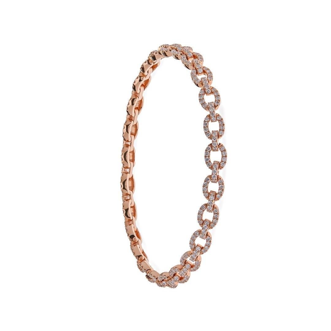 Pulsera de eslabones pequeños con diamantes en oro rosa Contemporáneo en venta