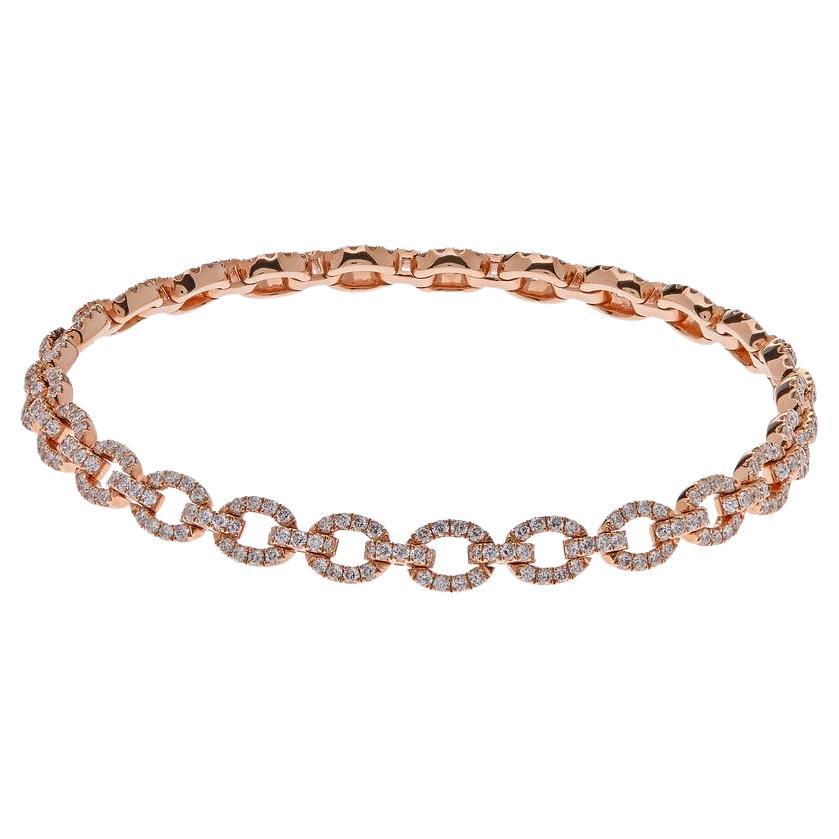 Bracciale A Link piccolo con diamanti in oro rosa