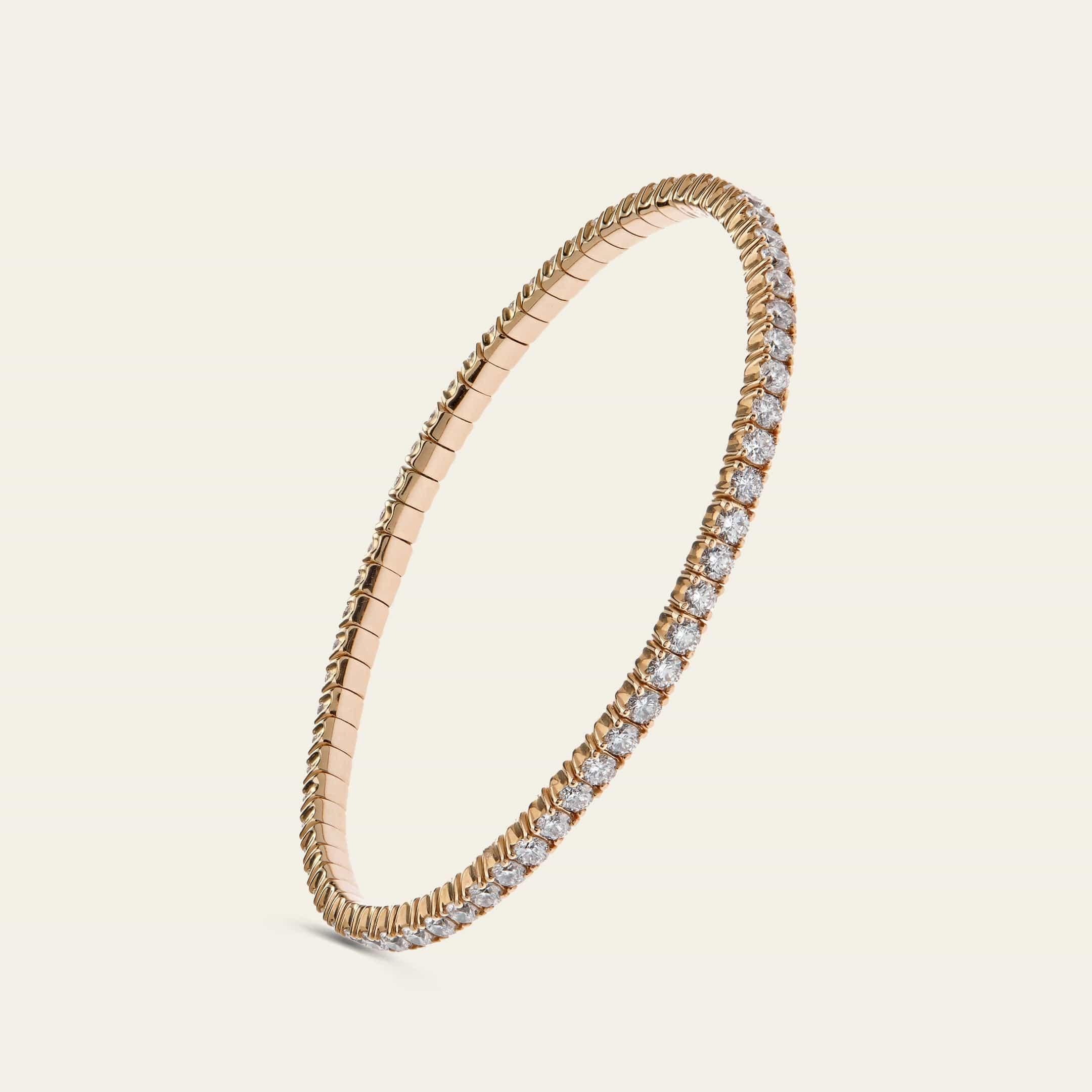 Rose Gold Diamond Stretch Bracelet Contemporáneo en venta