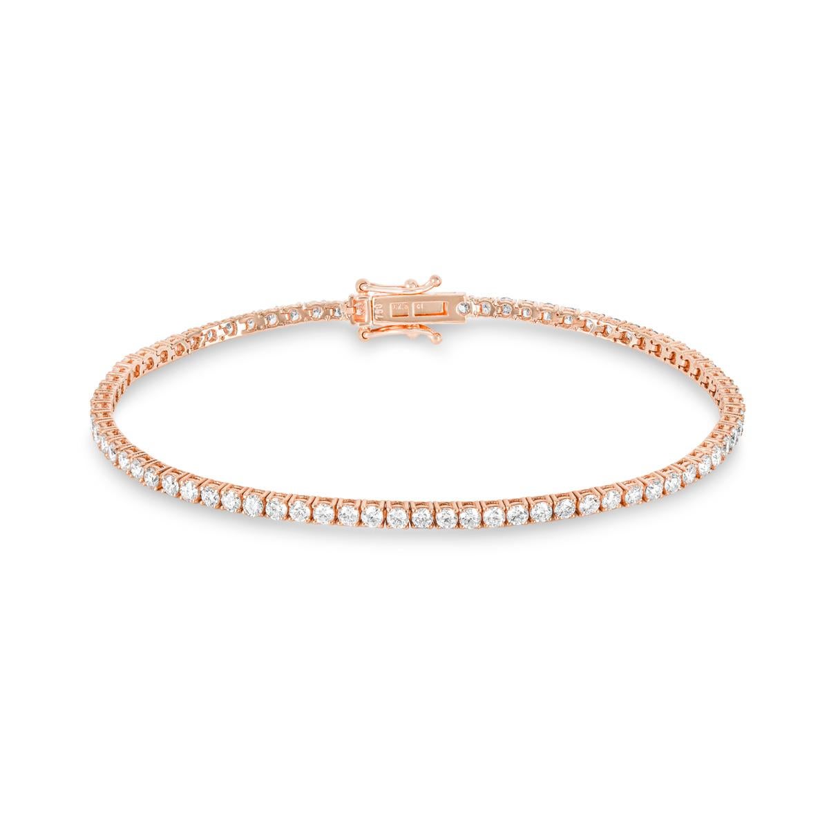 Bracelet tennis en or rose avec diamants 2,96 carats TDW