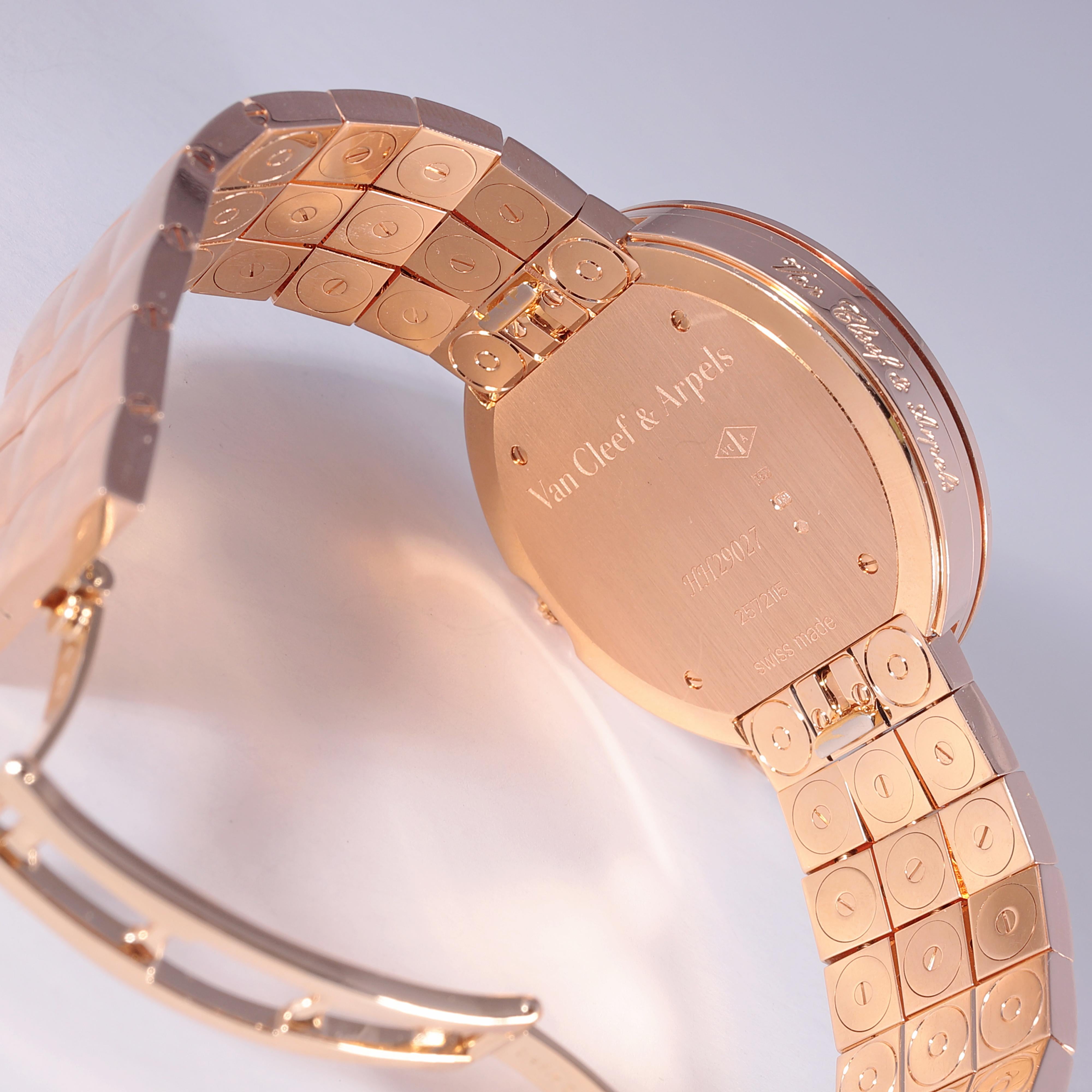 Women's or Men's Rose Gold Diamond Van Cleef & Arpels Charms Watch