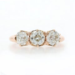 Rose Gold Diamond Victorian Three-Stone Engagement Ring 14k Mine 1.50ctw Antique