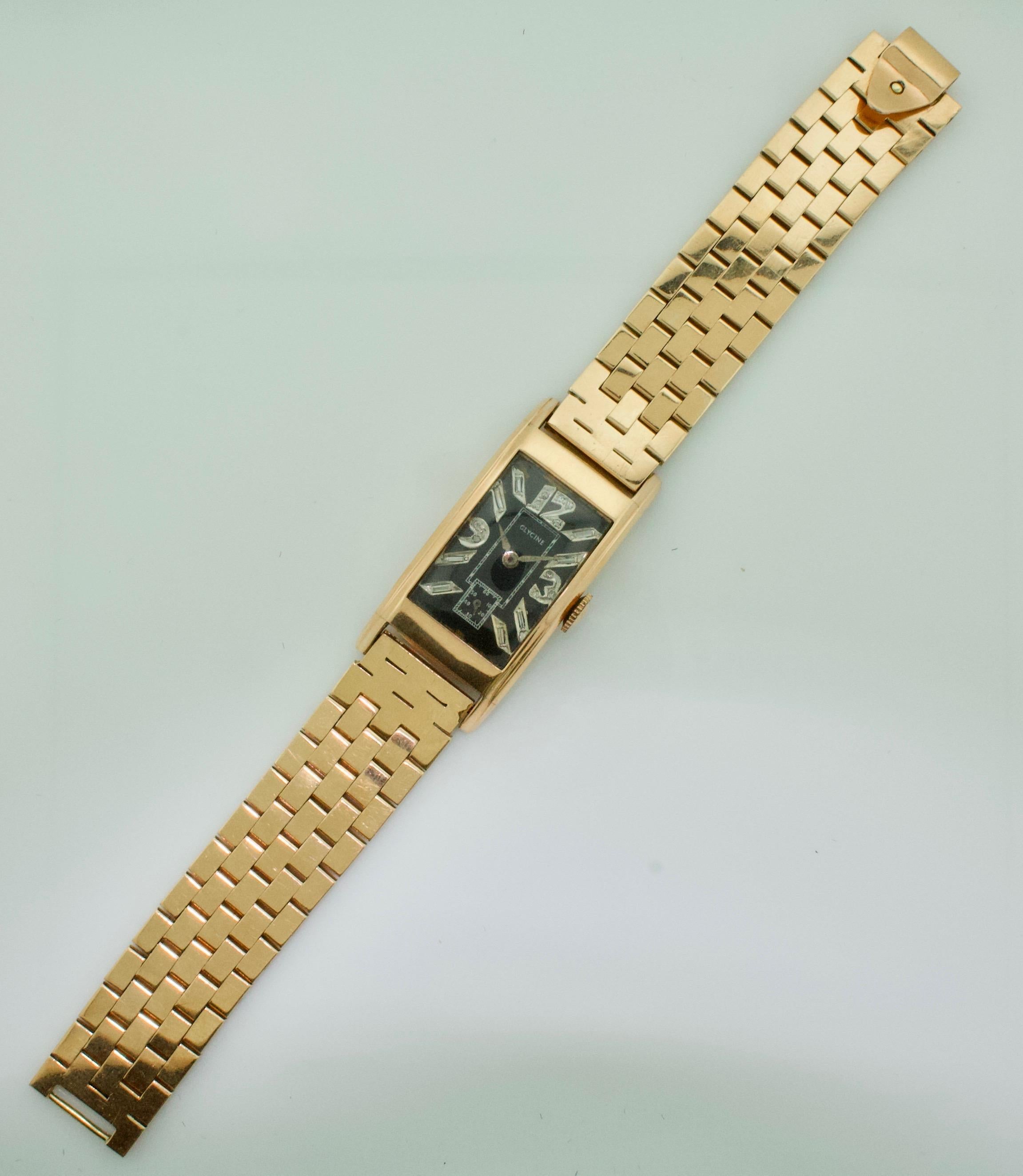 Diamantuhr aus Roségold von Glycine, ca. 1940er Jahre für Damen oder Herren im Angebot