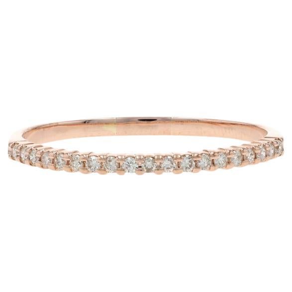 Fede nuziale in oro rosa con diamanti - Anello tondo Brilliante .16 da 10k