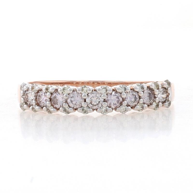 Size: 8 1/4
Sizing Fee: Up 2 sizes for $40

Metal Content: 14k Rose Gold & 14k White Gold

Stone Information
Natural Diamonds
Carat(s): .65ctw
Cut: Round Brilliant
Color: J - K - L
Clarity: SI1 - SI2

Total Carats: .65ctw

Style: Wedding Band with