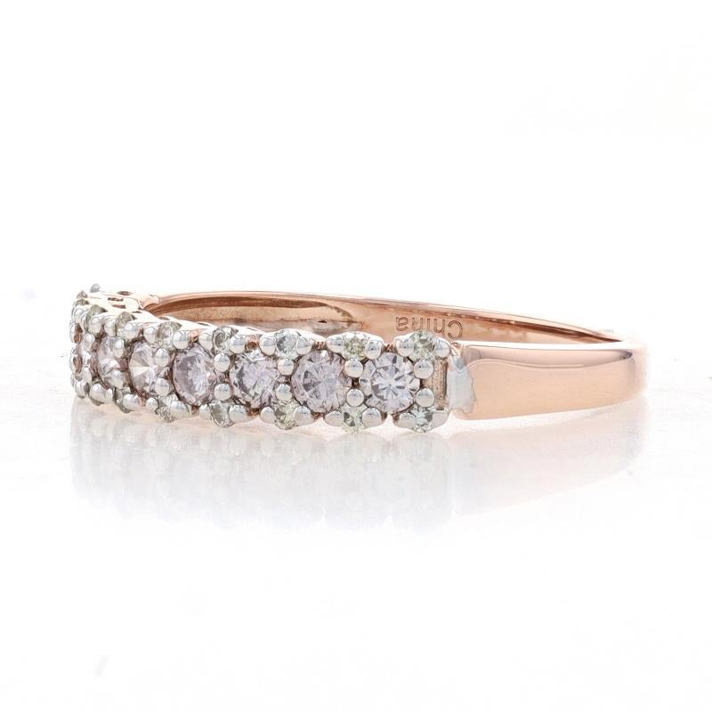 Rose Gold Diamond Wedding Band - 14k Round Brilliant .65ctw Ring In Excellent Condition For Sale In Greensboro, NC