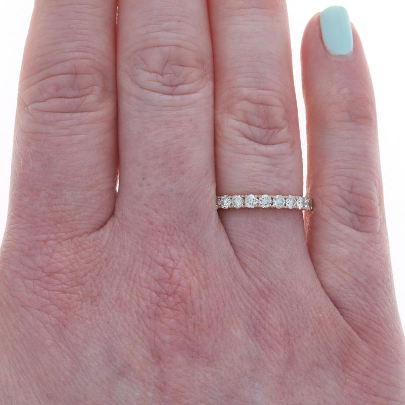 Round Cut Rose Gold Diamond Wedding Band - 14k Round Brilliant .70ctw French Set Ring For Sale