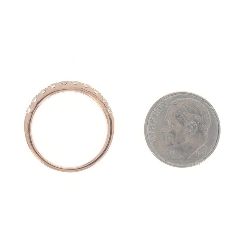 Rose Gold Diamond Wedding Band - 14k Round Brilliant .70ctw French Set Ring For Sale 1