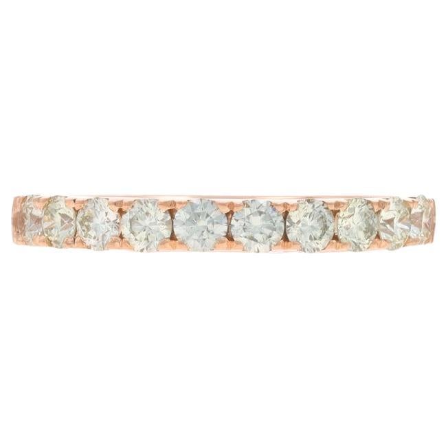 Rose Gold Diamond Wedding Band - 14k Round Brilliant .70ctw French Set Ring For Sale