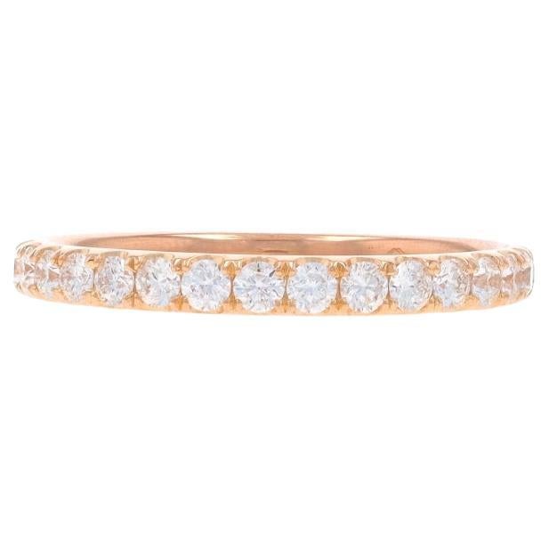 Alliance en or rose avec diamant - Bague à sertissage français 18 carats, brillant rond, .50ctw