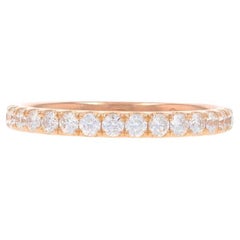 Alliance en or rose avec diamant - Bague à sertissage français 18 carats, brillant rond, .50ctw