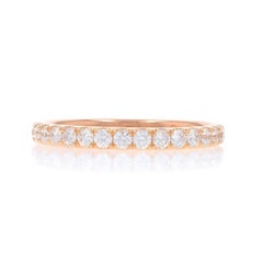 Fede nuziale con diamanti in oro rosa - Anello con diamante rotondo Brilliante 0,50 ct. 18k