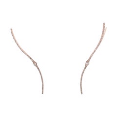 Rose Gold Diamond Wing Earring Climbers 1.27 Carat 14 Karat