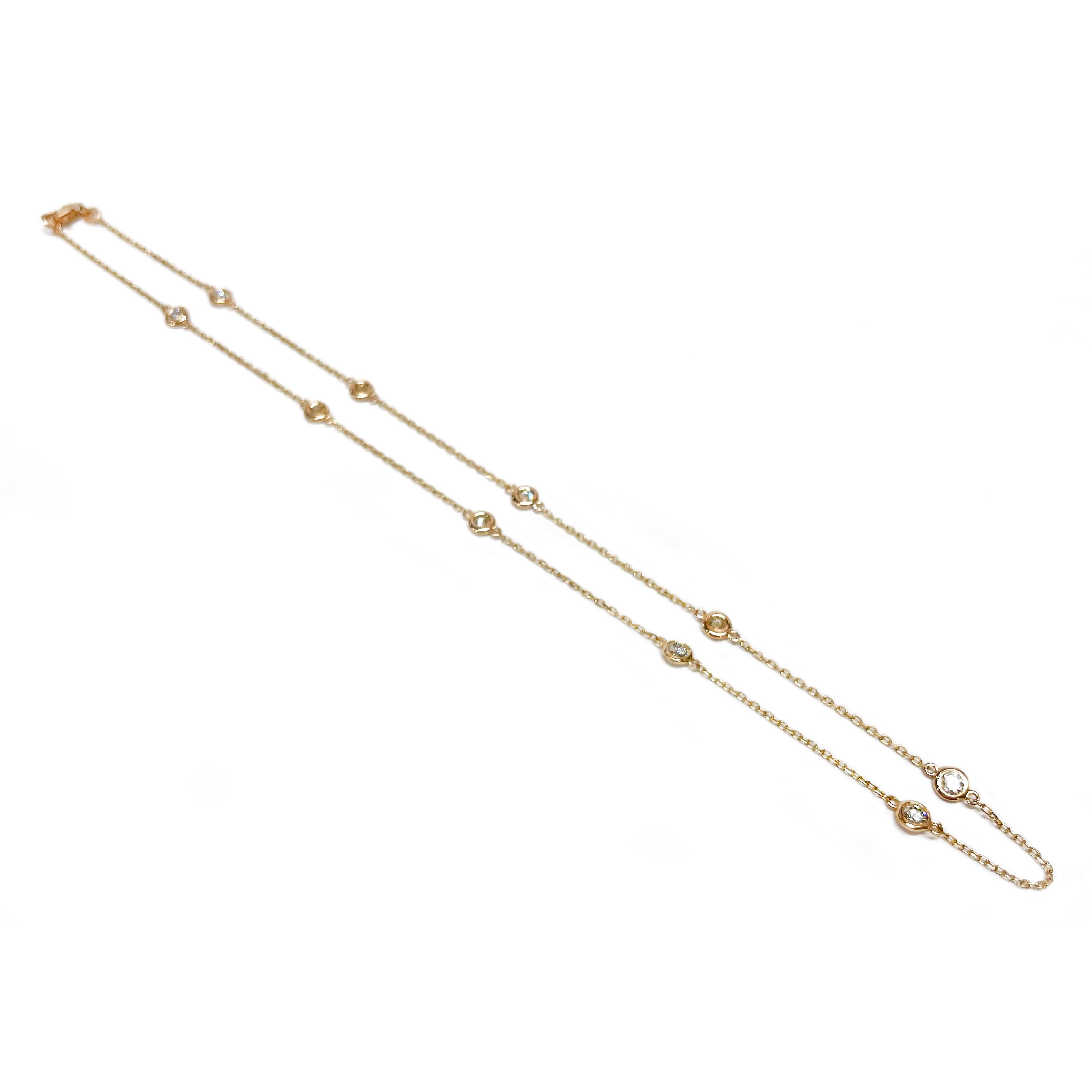 Contemporary Rose Gold Diamonds by the Yard Necklace For Sale