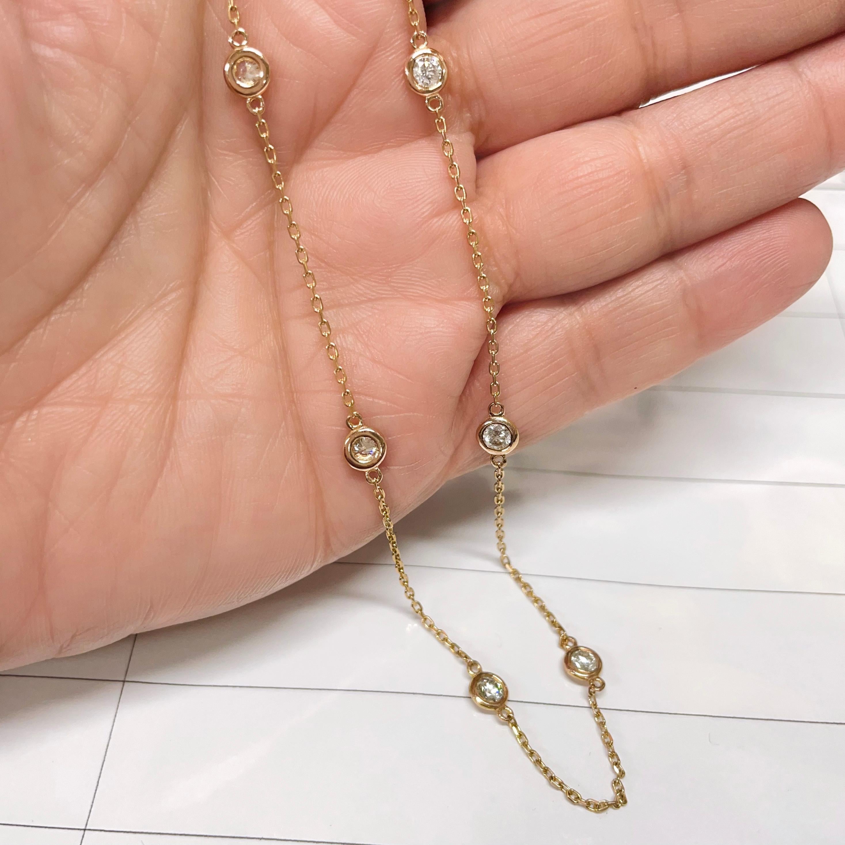 Women's or Men's Rose Gold Diamonds by the Yard Necklace For Sale