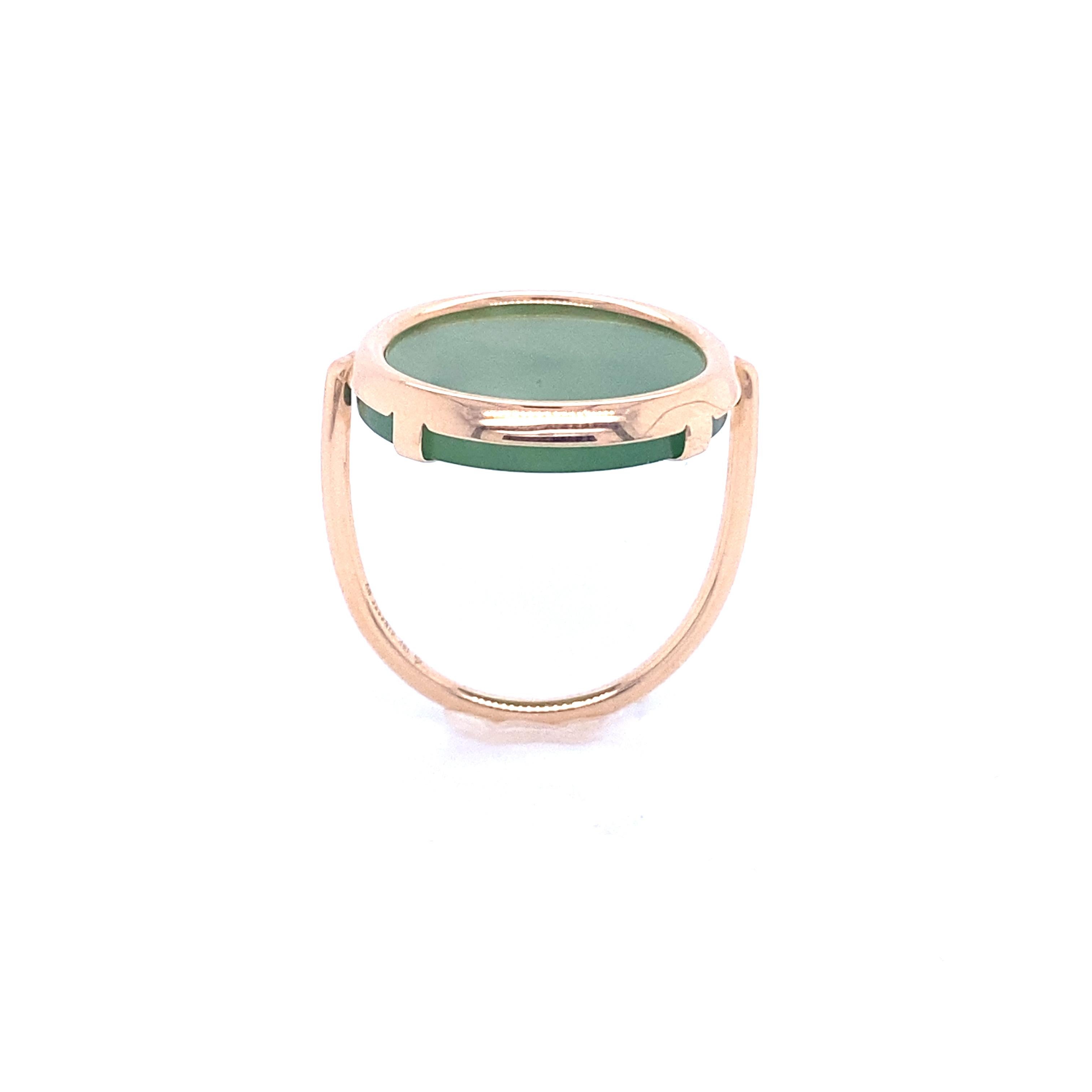 Artisan Rose Gold Disc Ring with Jade Stone