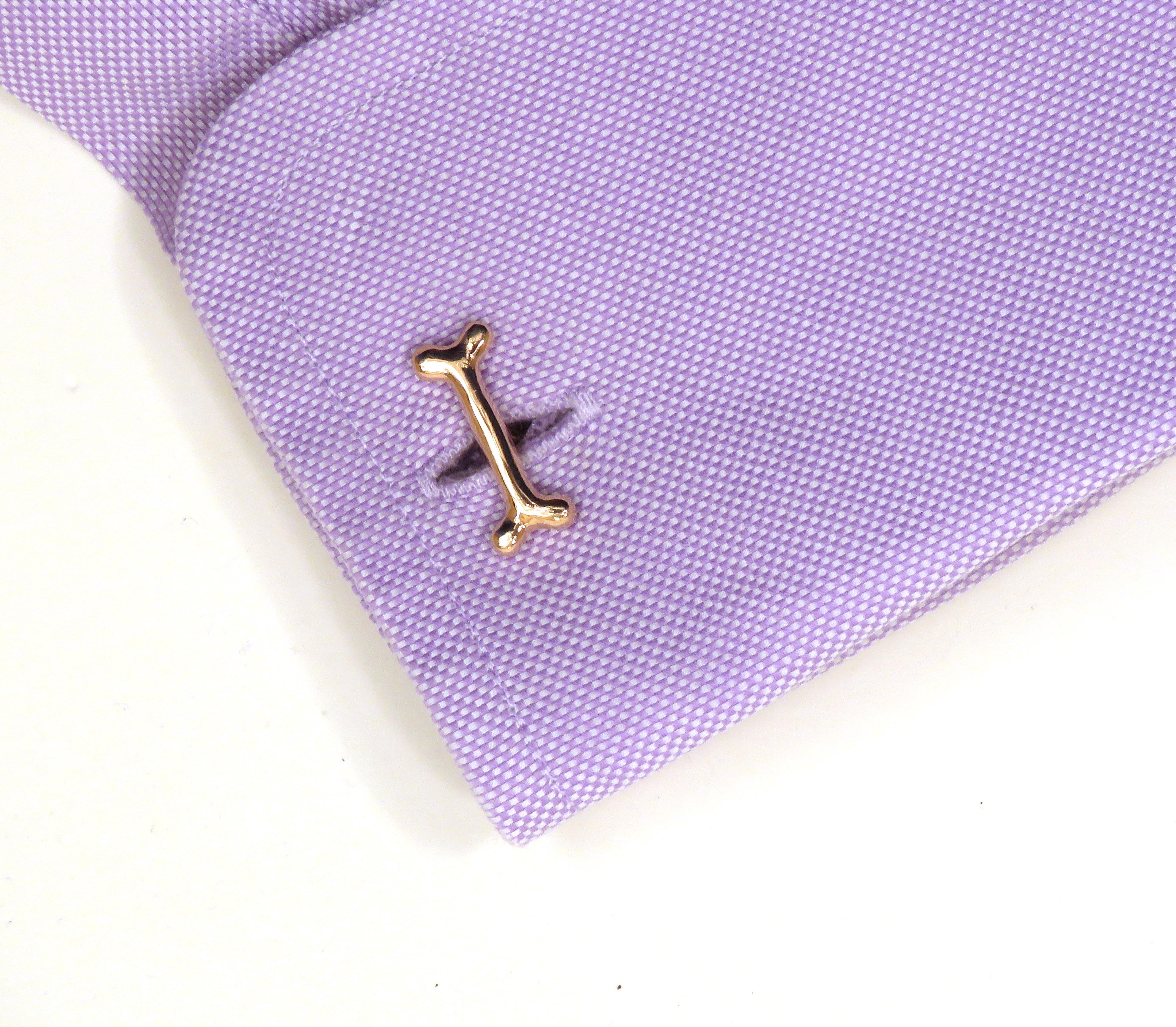 Rose Gold Dog Bone Cufflinks Handcrafted in Italy by Botta Gioielli In New Condition In Milano, IT