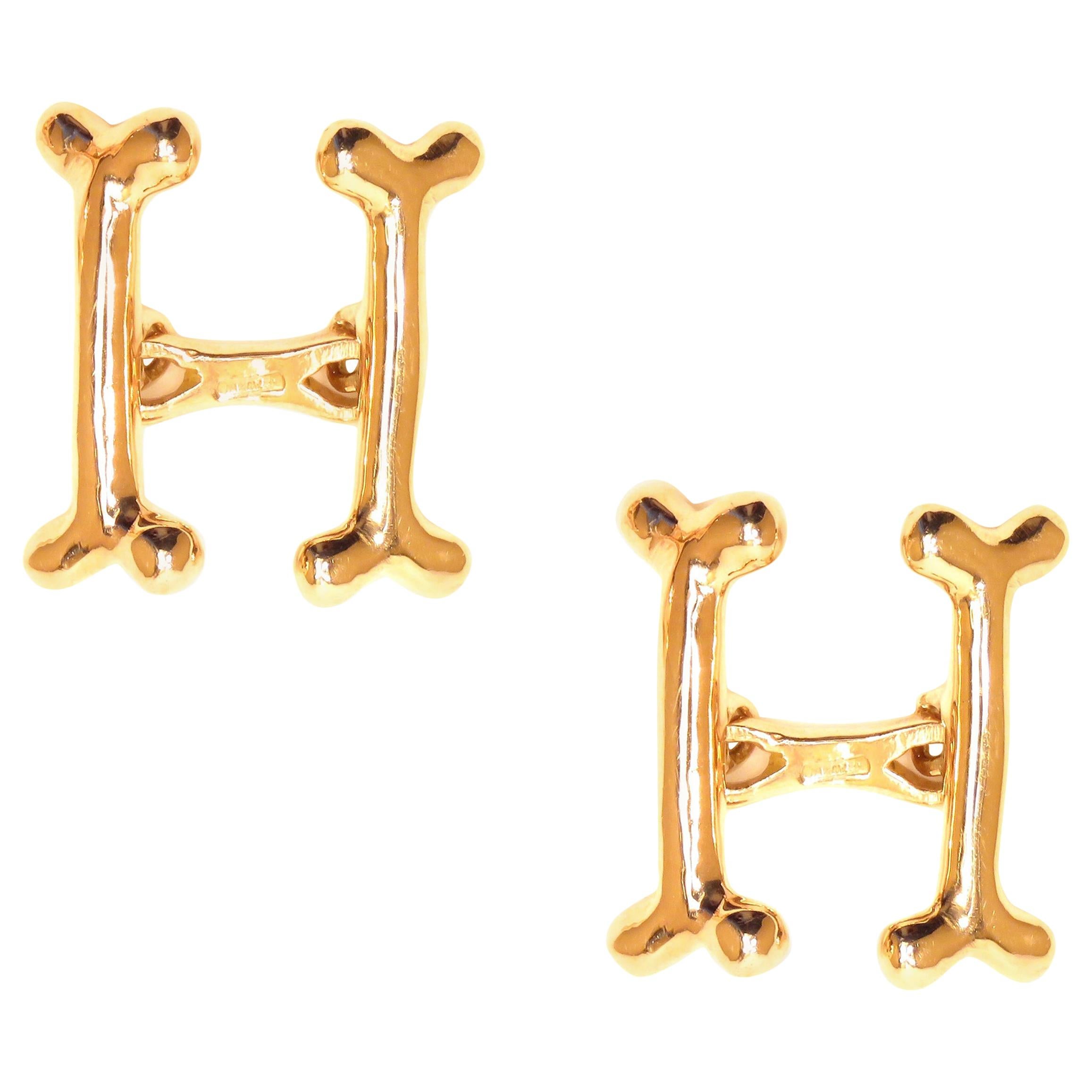 Rose Gold Dog Bone Cufflinks Handcrafted in Italy by Botta Gioielli