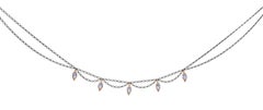 Rose Gold Drops Set with Rose Cut Moonstone and Sterling Silver Scalloped Chain