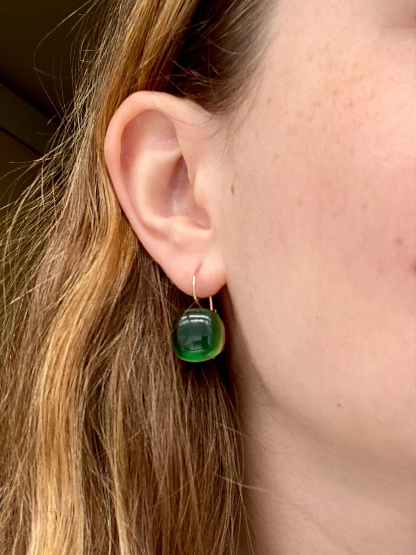 Round Cut Rose Gold Earring with Green Quartz For Sale