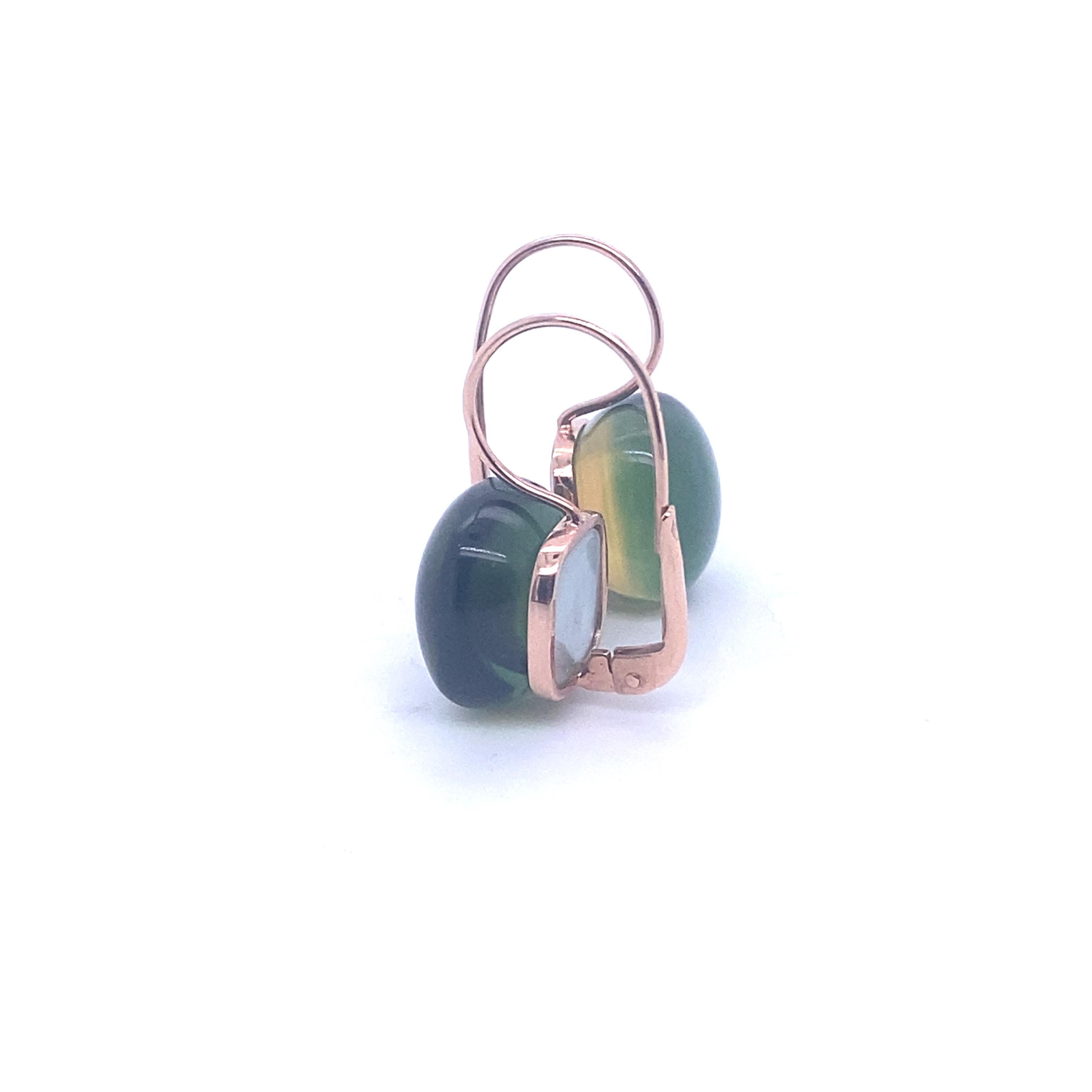 Rose Gold Earring with Green Quartz For Sale 2