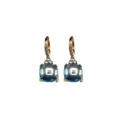 Pendientes de oro rosa con diamantes, zafiros y topacio