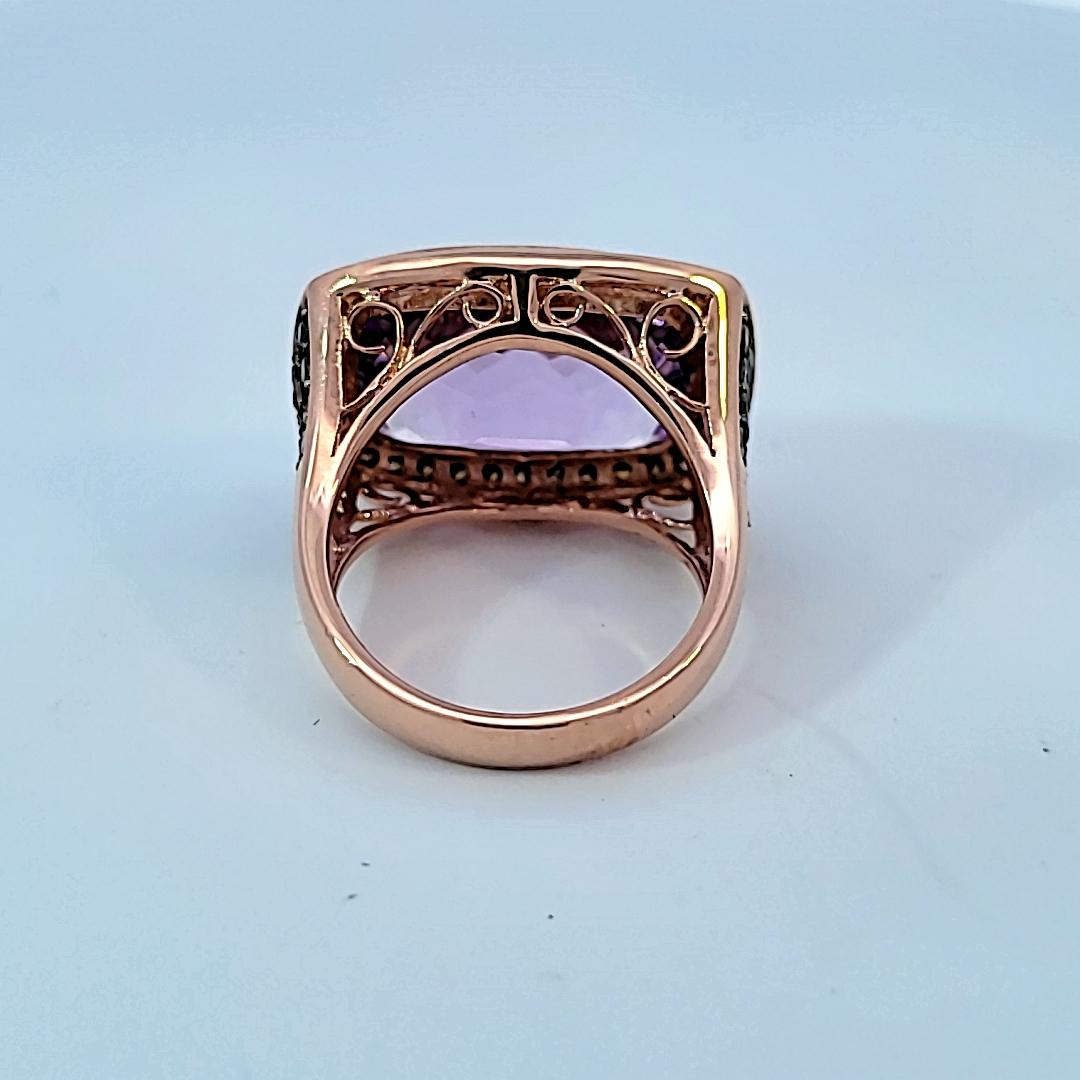Round Cut Rose Gold Effy Amethyst Diamond Ring For Sale