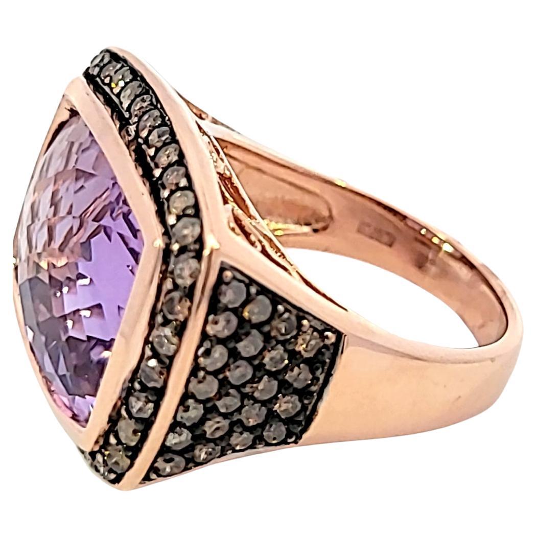 Rose Gold Effy Amethyst Diamond Ring For Sale