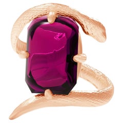 Bague de fiançailles en or rose avec tourmaline rose framboise naturelle