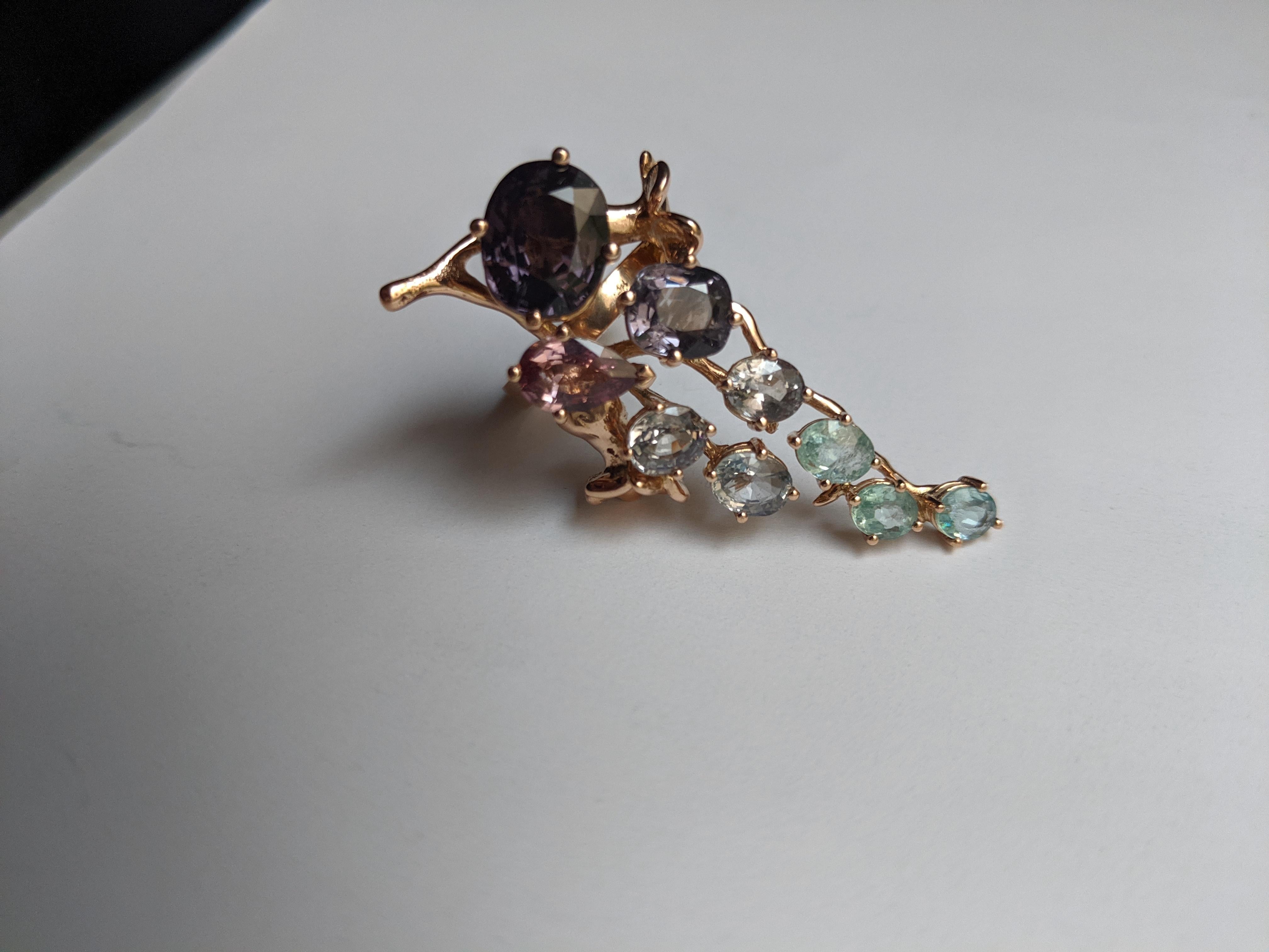 Rose Gold Engagement Ring with Sapphires and Paraiba Tourmalines For Sale 5