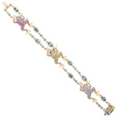 Rose Gold Fancy Link Gemstone and Diamond Strap Bracelet