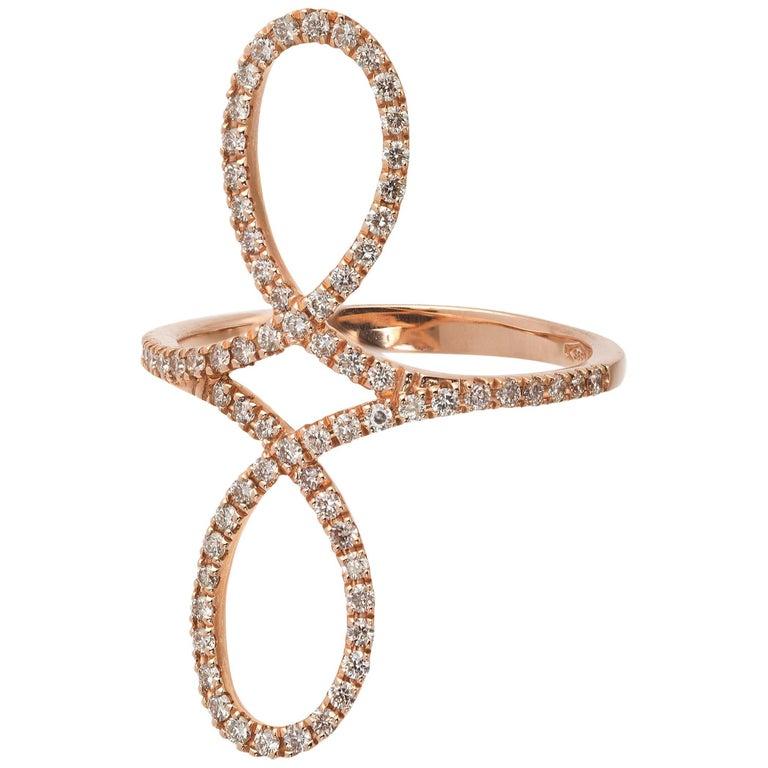 Contemporary Rose Gold Fashion Ring with Diamonds 