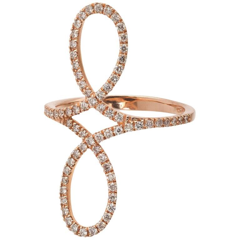 Rose Gold Fashion Ring with Diamonds For Sale at 1stDibs