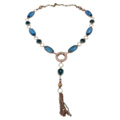 Rose Gold Filled CZ Bezel Faceted Quartz Link Necklace