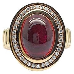 Rose Gold Flex Ring with a 10 Carat Bordeaux Red Tourmaline and 36 Diamonds