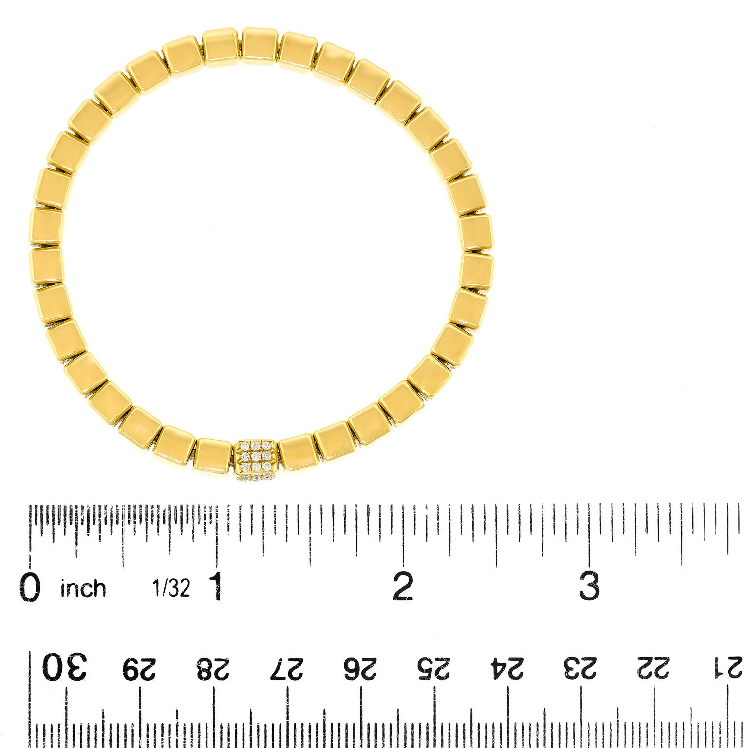 Bracciale flessibile in oro giallo con diamanti in vendita 1