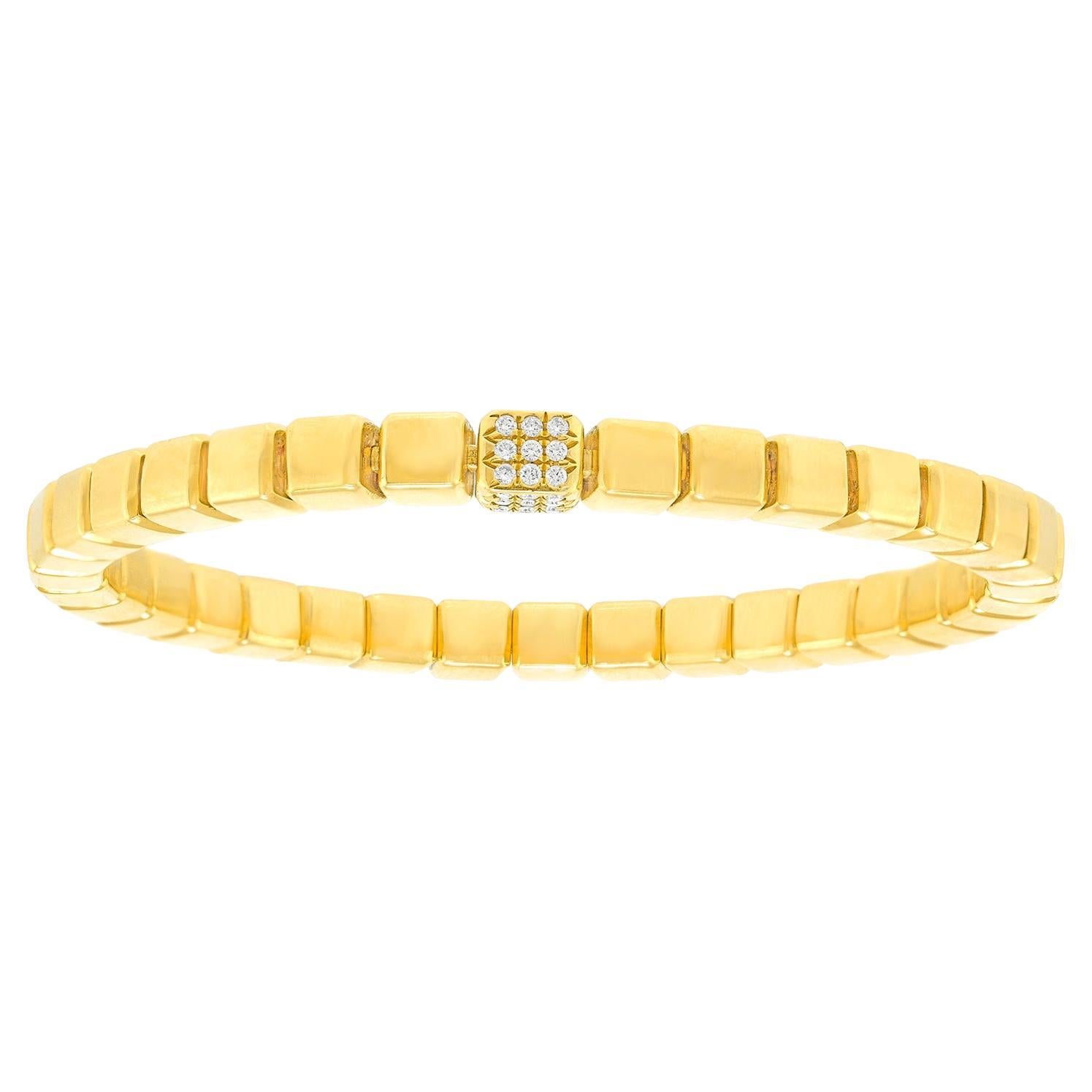 Bracciale flessibile in oro giallo con diamanti in vendita