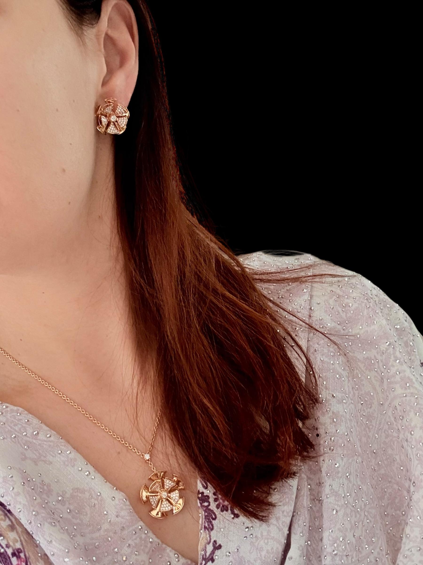 da uomo o donna Set di gioielli con fiori in oro rosa e diamanti Nature in vendita