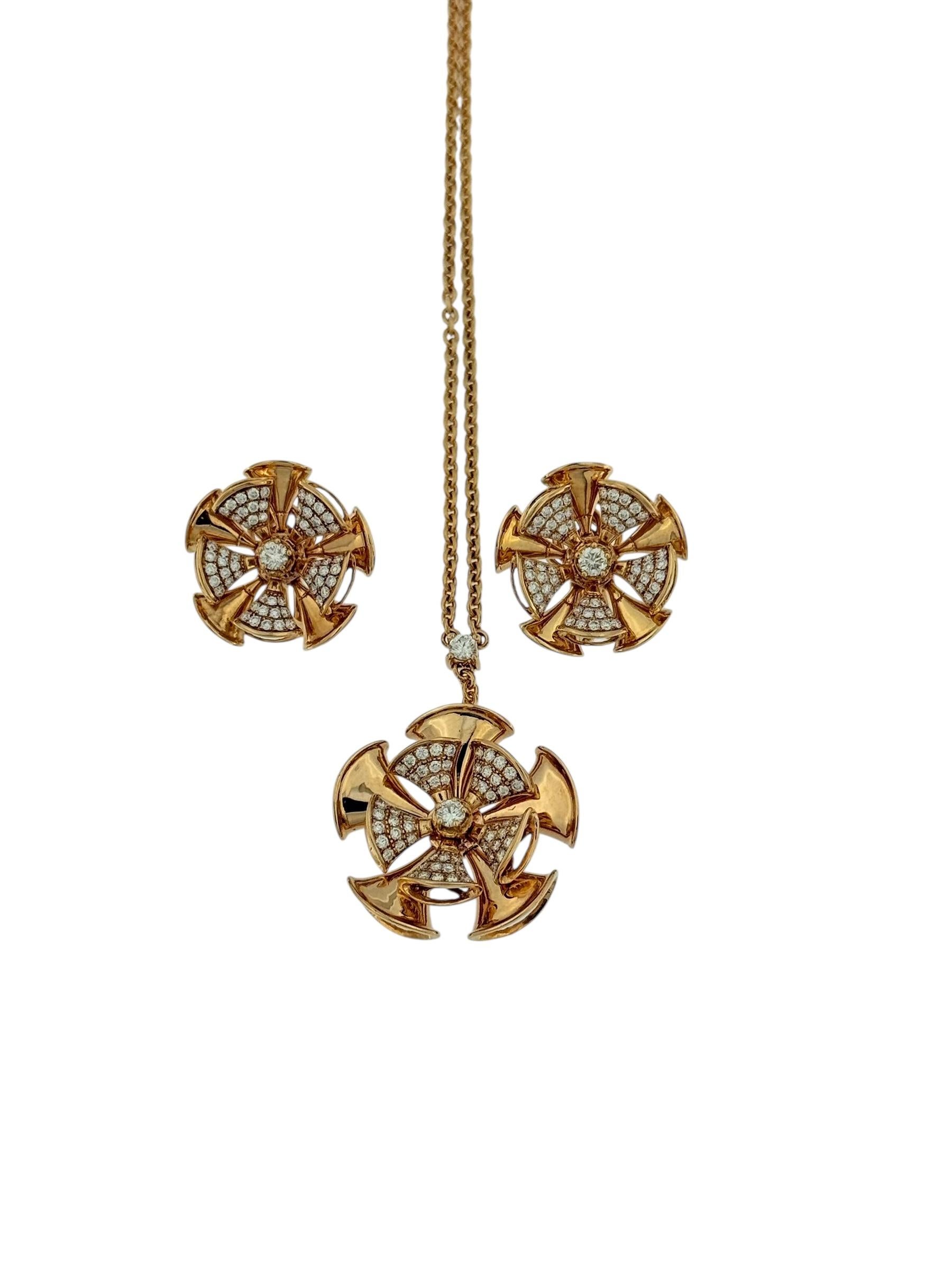 Set di gioielli con fiori in oro rosa e diamanti Nature in vendita 2