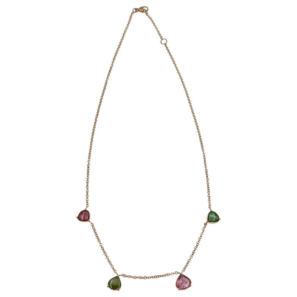 Laura Munder Pink Green Tourmaline Diamond Necklace For Sale at 1stDibs ...