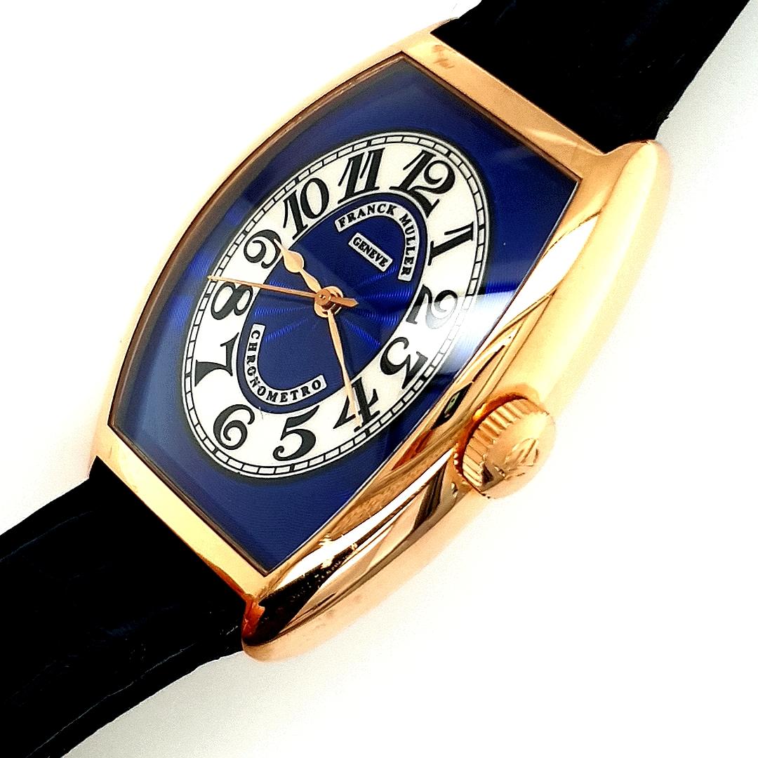 Rose Gold Franck Muller Cloisonné Blue Dial Chronometro 5850 Automatic In Excellent Condition In Antwerp, BE