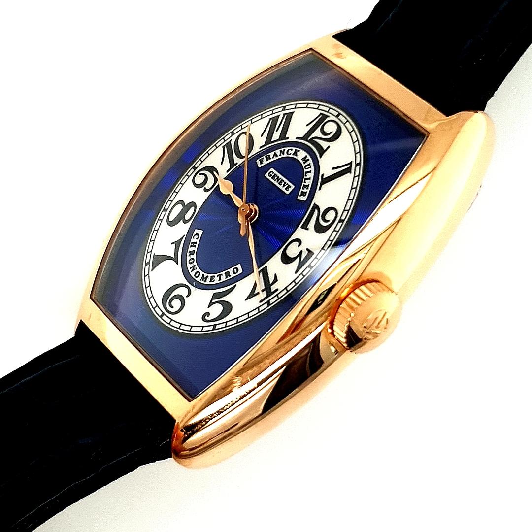 Women's or Men's Rose Gold Franck Muller Cloisonné Blue Dial Chronometro 5850 Automatic
