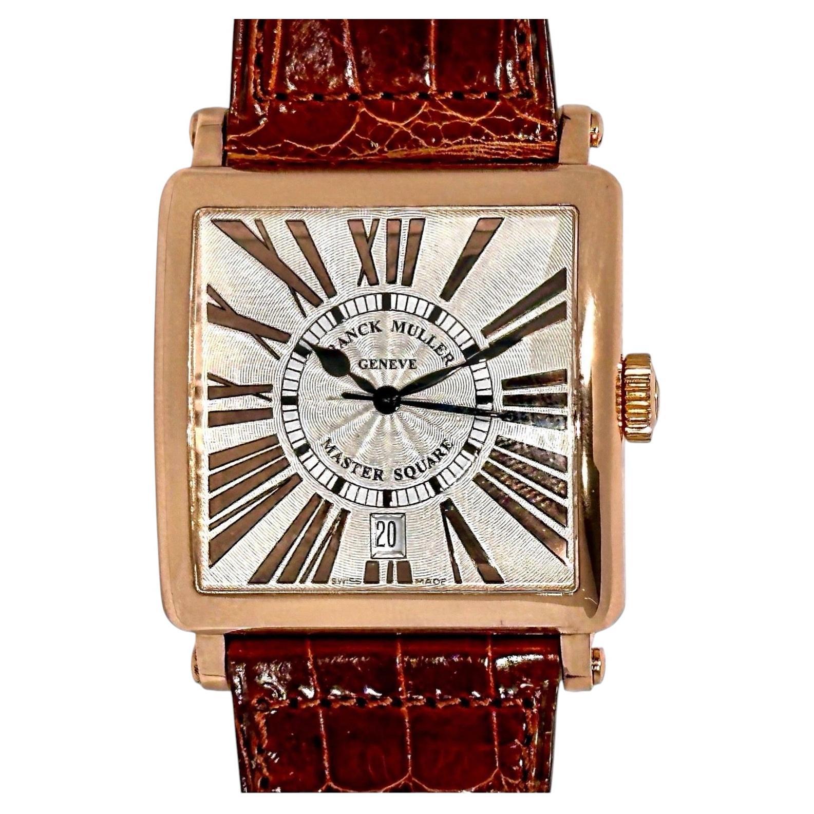 Rose Gold Franck Muller Master Square Date Watch with Original Leather Band
