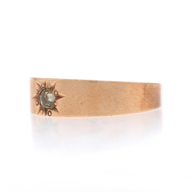 Rose Gold Glass Edwardian Starburst Men's Ring - 14k Antique Solitaire SZ 6 1/2 For Sale 1