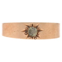 Rose Gold Glass Edwardian Starburst Men's Ring - 14k Antique Solitaire SZ 6 1/2