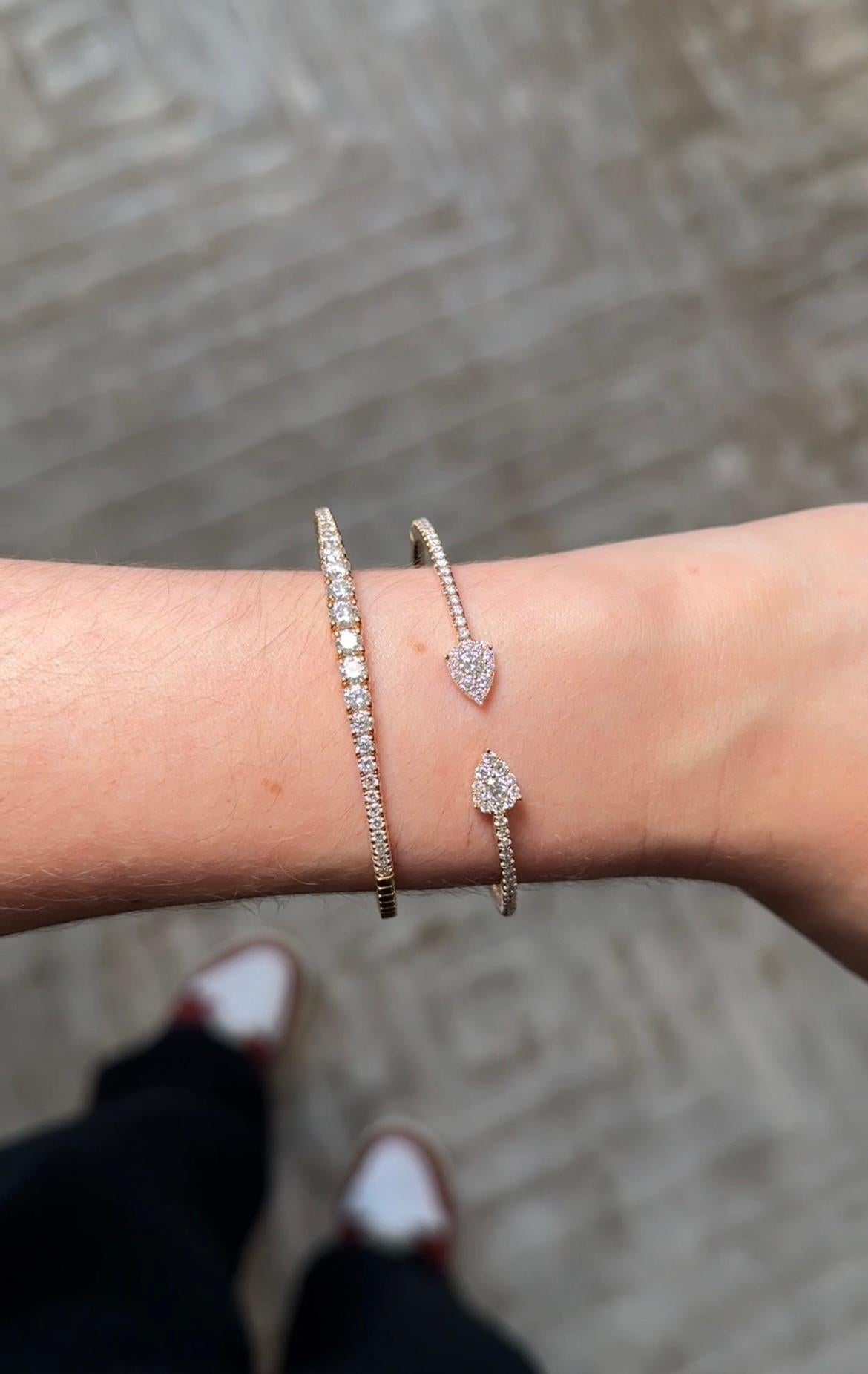 Taille ronde Bracelet à diamants gradués en or rose en vente