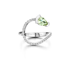 Bague cocktail en or rose, béryl vert et diamant