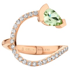 Rose Gold Green Beryl Diamond Cocktail Ring