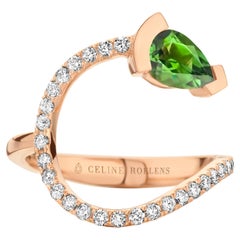 Rose Gold Green Tourmaline Diamond Cocktail Ring