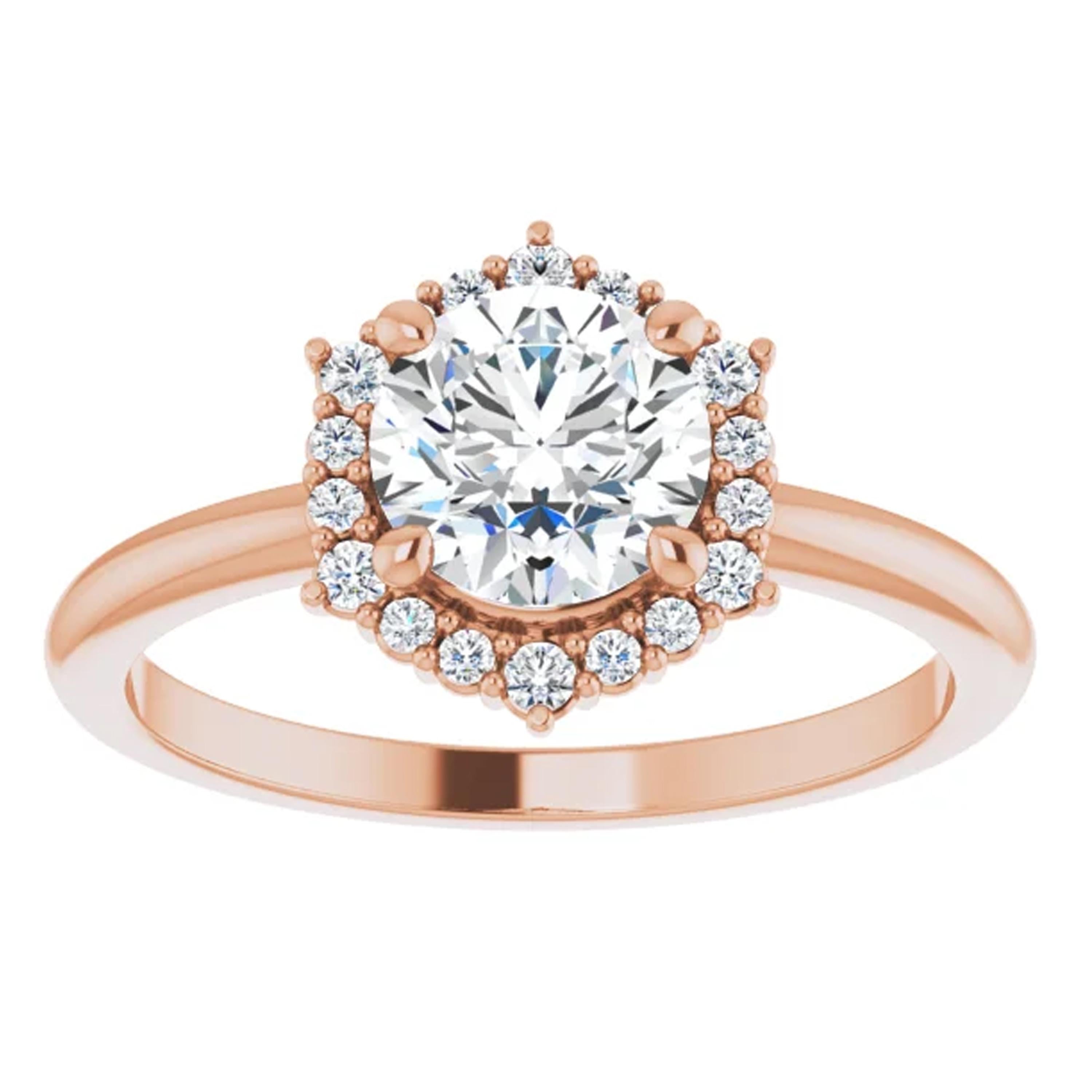 engagement ring rose gold halo